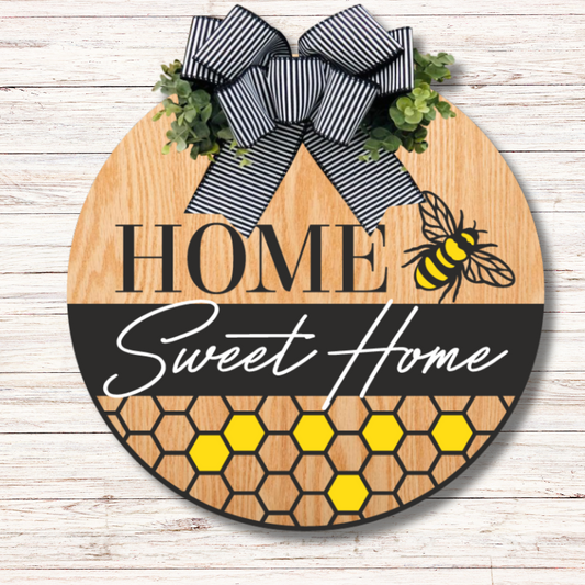 Home Sweet Home Bees and Honeycomb Door Hanger