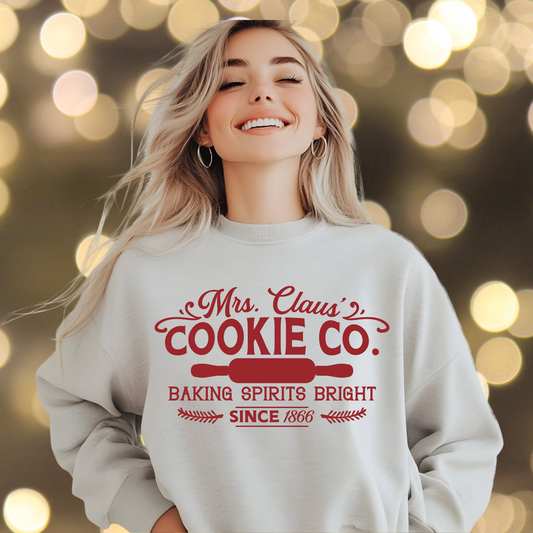 Mrs. Claus Cookie Company Christmas Shirts, Holiday sweatshirts, North pole shirts, Christmas cheer shirt.