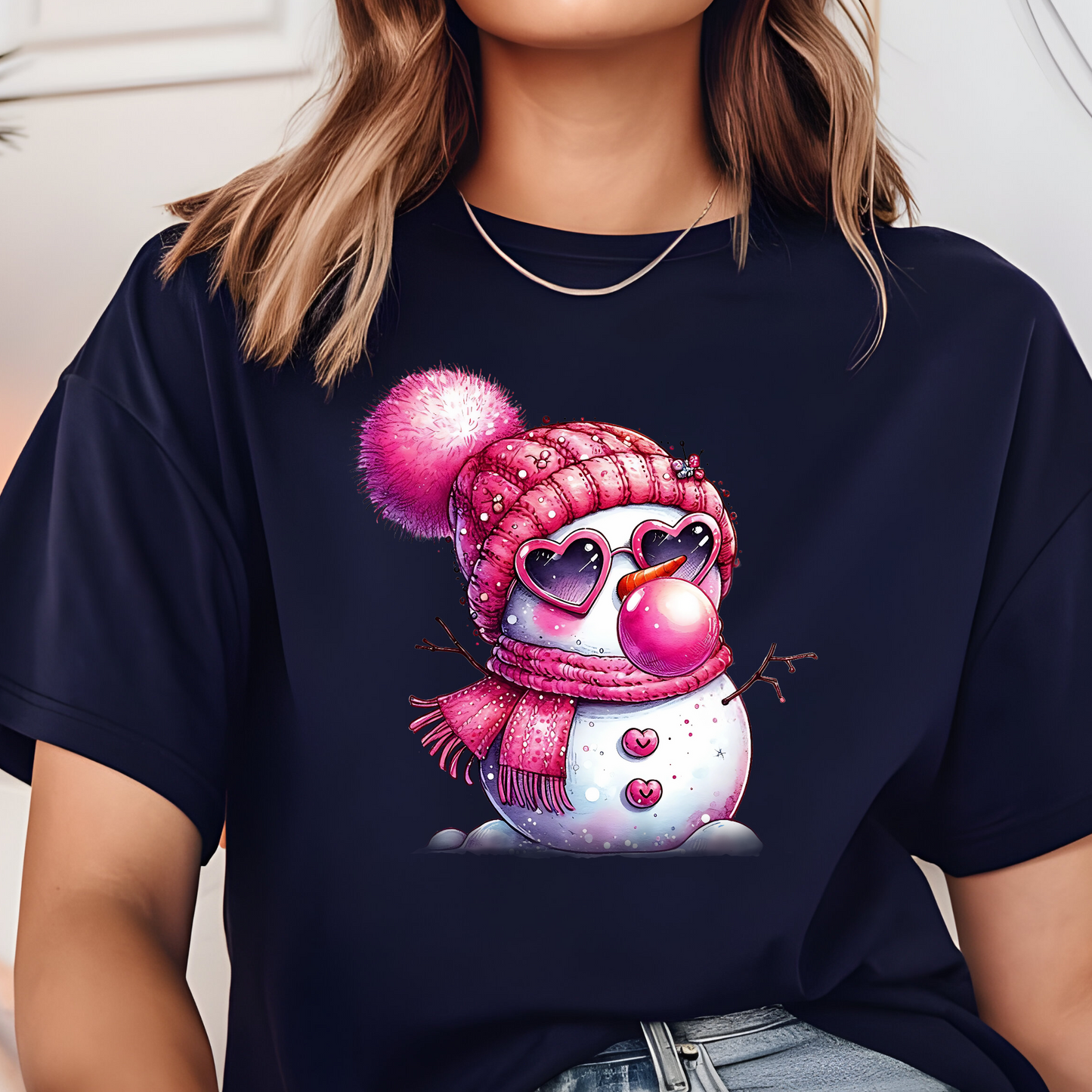 Retro Bubblegum Snowman T-shirts and Sweatshirts, Vintage Winter Snowman Shirts, Baby It's Cold Outside Apparel, DTF Printing