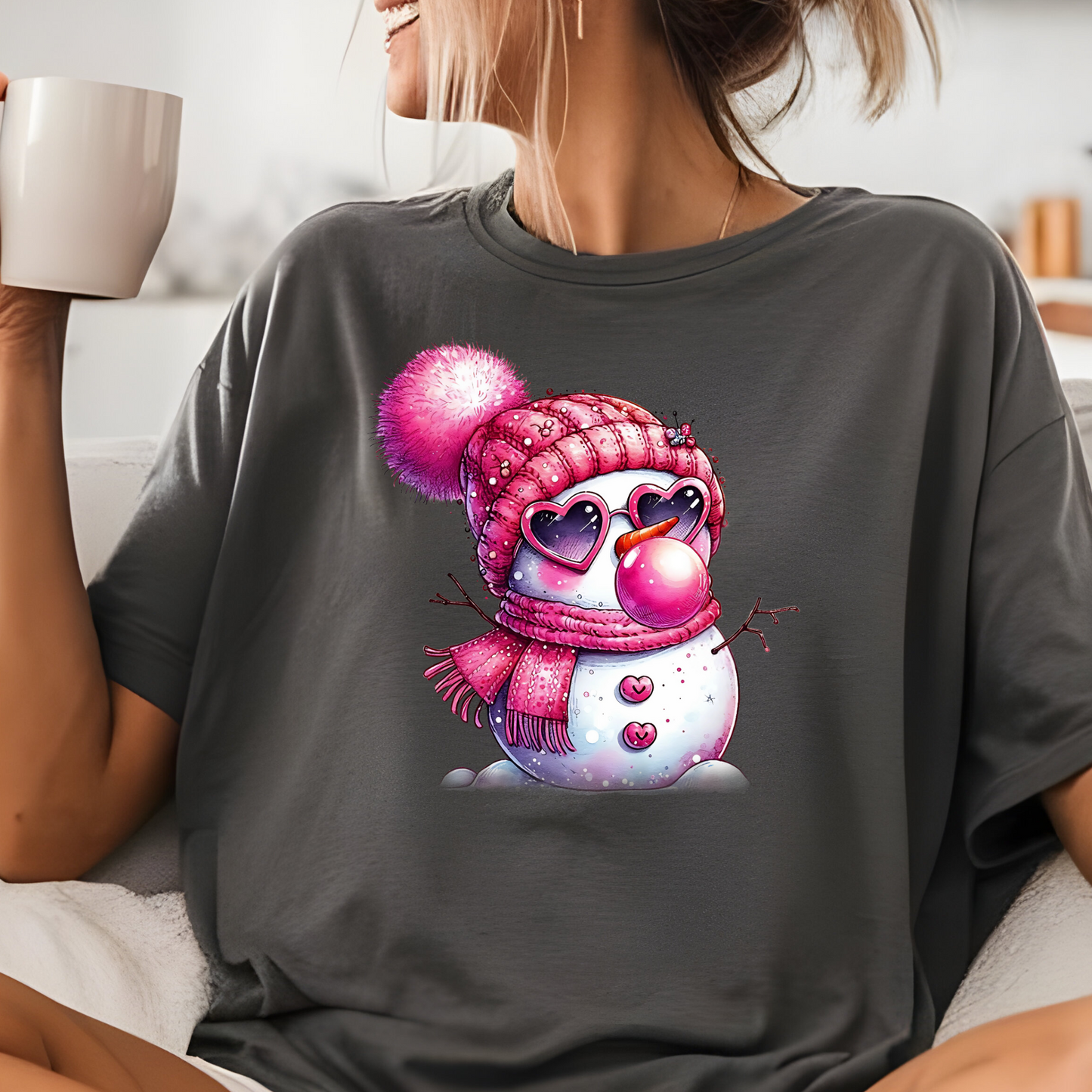 Retro Bubblegum Snowman T-shirts and Sweatshirts, Vintage Winter Snowman Shirts, Baby It's Cold Outside Apparel, DTF Printing