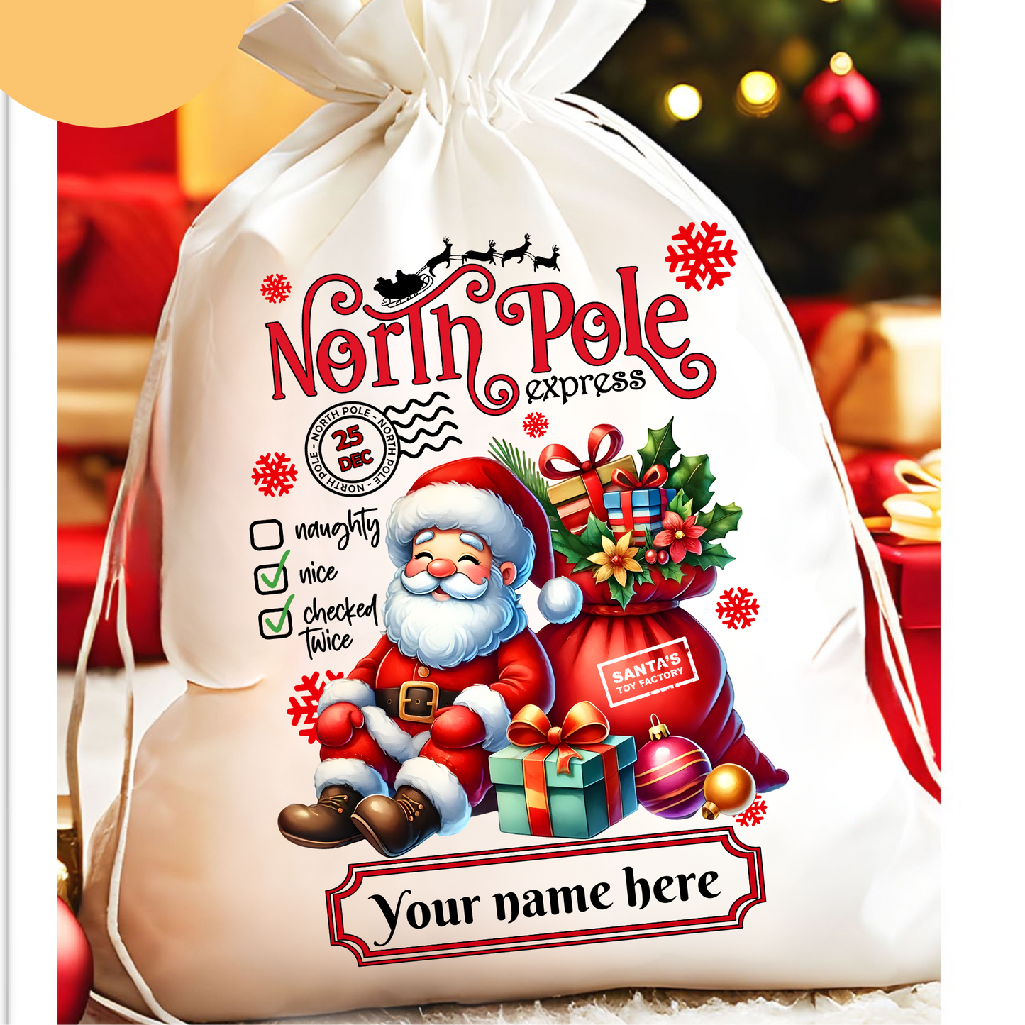 Customized Christmas Santa Sacks with drawstring EcoFriendly Natural Heavy Cotton Holiday Gift Bag drawstring Sacks Reusable wrapping for Christmas presents