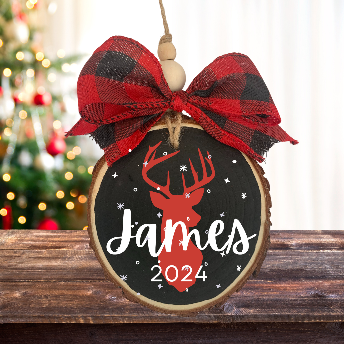 Personalized Famhouse Style name Ornaments First Christmas Ornament Wooden rustic  Ornaments Hand painted Name Christmas Ornaments Rustic Christmas Decor