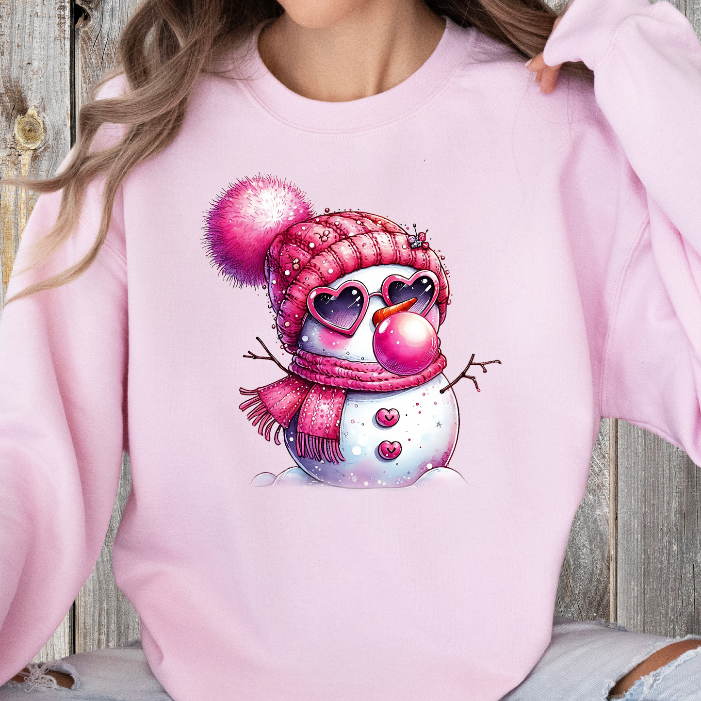 Retro Bubblegum Snowman T-shirts and Sweatshirts, Vintage Winter Snowman Shirts, Baby It's Cold Outside Apparel, DTF Printing