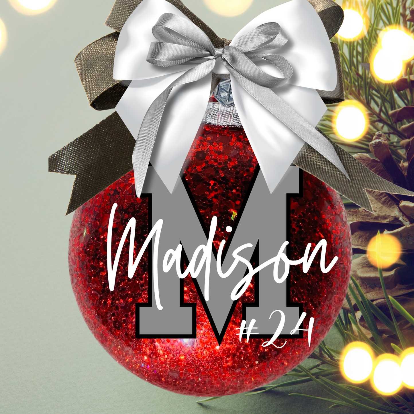 Personalized Ornament for Athletes Sports Varsity Letter Ornament Monogram Name Decor Christmas Decor Customized school color Ornaments