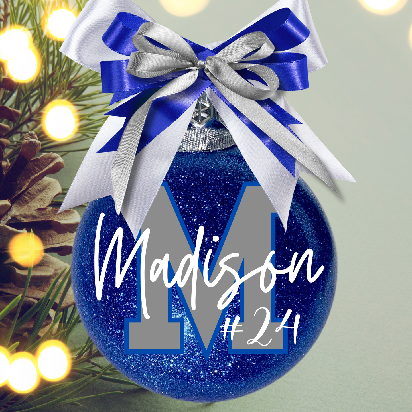 Personalized Ornament for Athletes Sports Varsity Letter Ornament Monogram Name Decor Christmas Decor Customized school color Ornaments