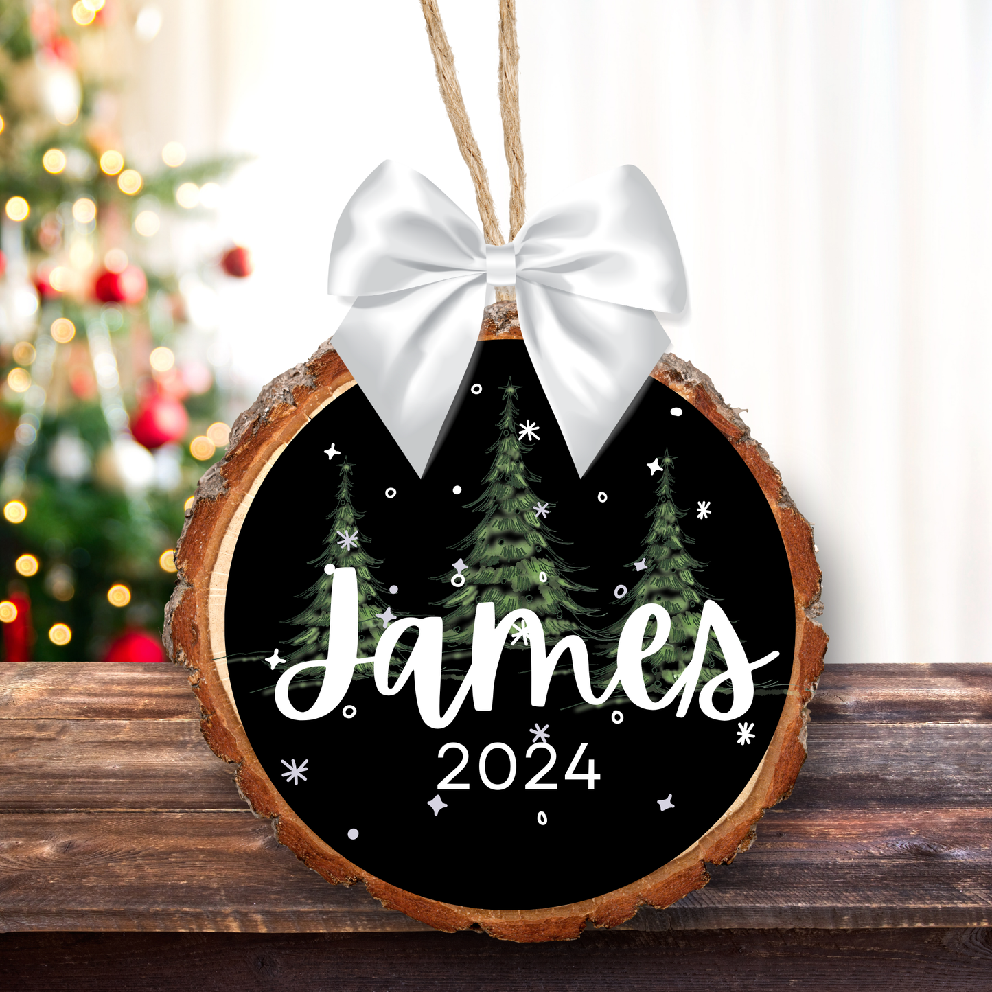 Personalized Famhouse Style name Ornaments First Christmas Ornament Wooden rustic  Ornaments Hand painted Name Christmas Ornaments Rustic Christmas Decor