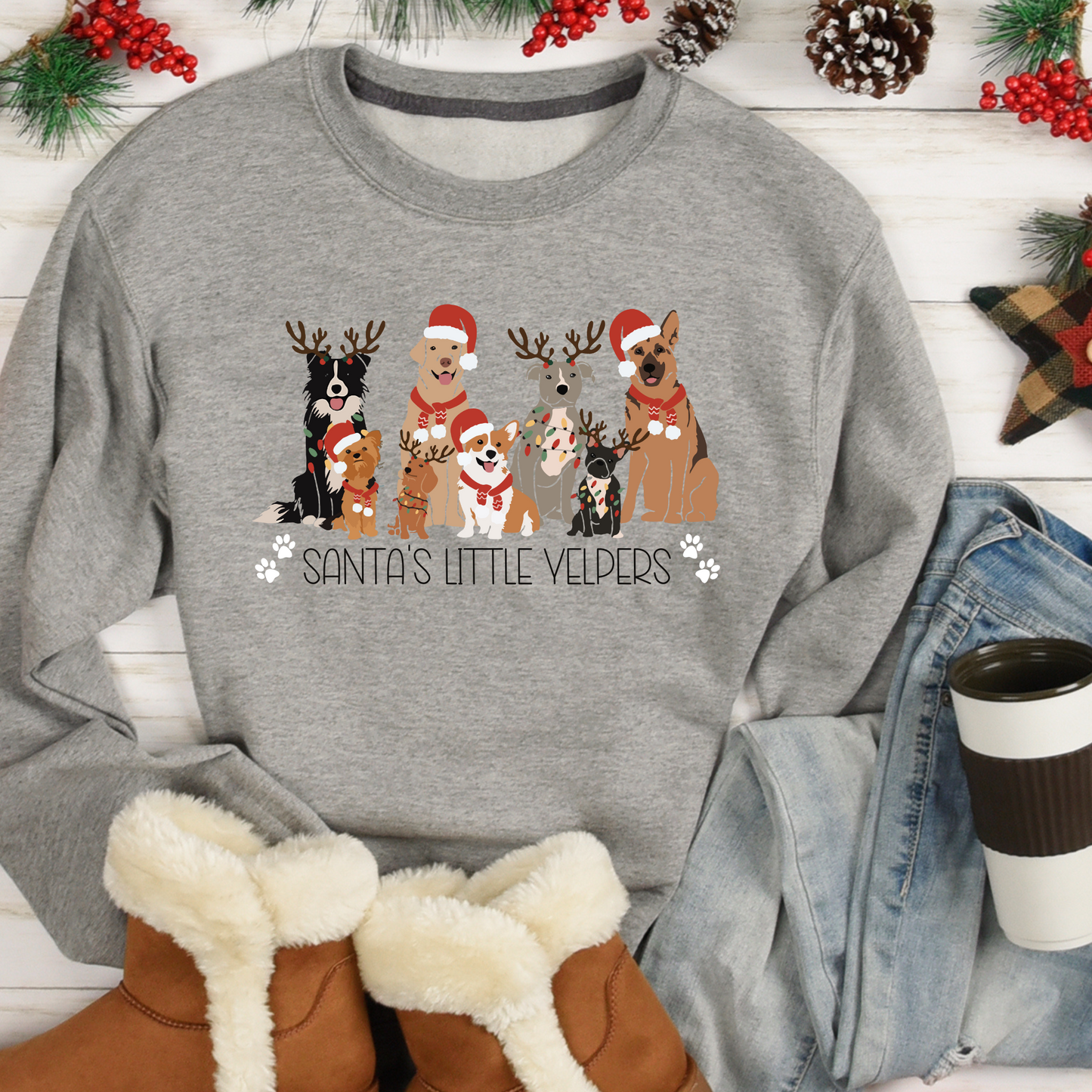 Santa Little Yelpers Christmas shirts, Cute Dog Christmas Winter Holiday Shirts, Dog Owners Shirt, Christmas Party Dog Mom Tee, Christmas Dog Shirts, Dog Mom Shirt Dog Lover shirts Christmas sweatshirt and t-shirts